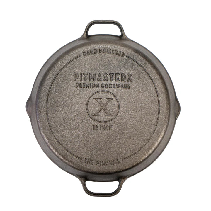 PitmasterX 12'' Hochglanzpolierte Bratpfanne mit 2 Griffen