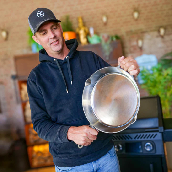 PitmasterX 12'' Hochglanzpolierte Bratpfanne mit Stahl