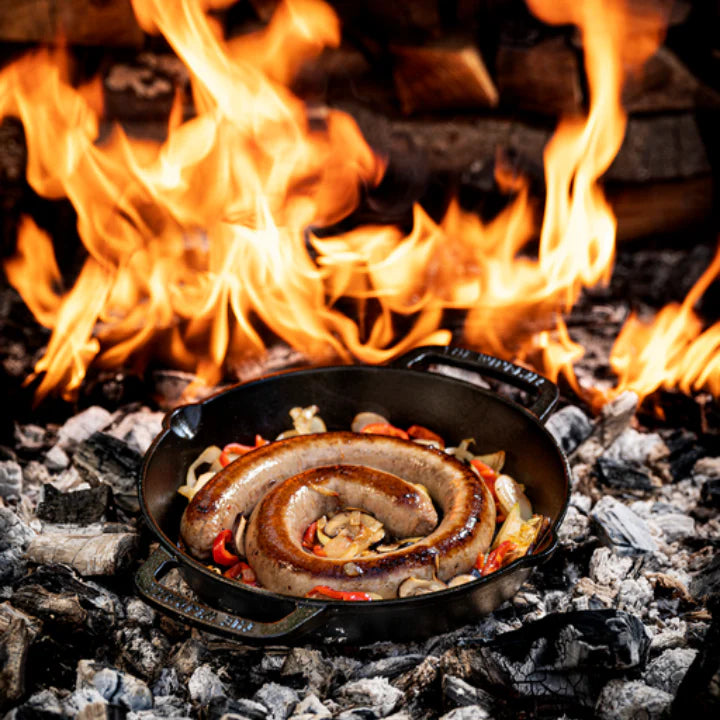 Große Windmühlen-Gusseisenpfanne mit 2 Griffen