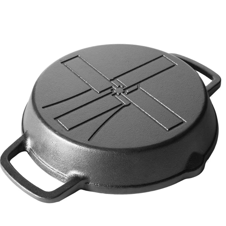 Die Windmühlen-Gusseisenpfanne, mittelgroß, mit 2 Griffen